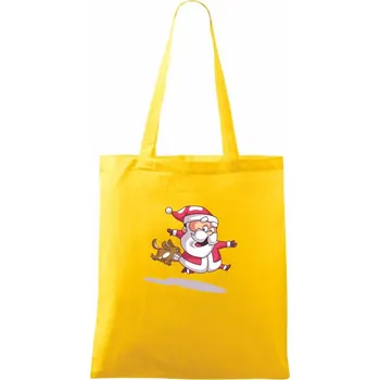 Santa se zakousnutým psem - Taška bavlněná - 42 x 38 cm ( Žlutá )