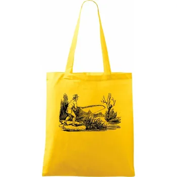 Kreslený rybář nahazující - Taška bavlněná - 42 x 38 cm ( Žlutá )
