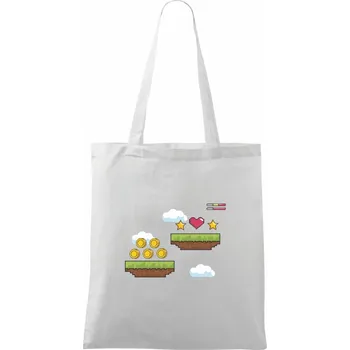 Gamer - stará hra - mince a mraky - Taška bavlněná - 42 x 38 cm ( Bílá )