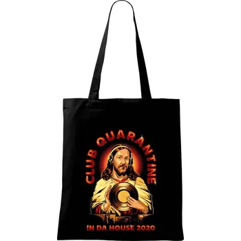 Nákupní taška Corona club quarantine - Taška bavlněná - 42 x 38 cm ( Černá )