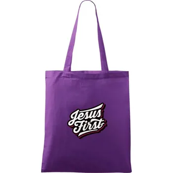 Jesus first bíle - Taška bavlněná - 42 x 38 cm ( Fialová )