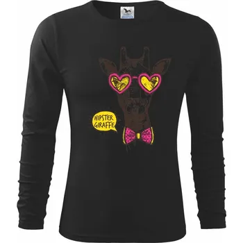 Chlapecké tričko Hipster Giraffe - Triko dětské Long Sleeve - 122 cm/6 let ( Černá )
