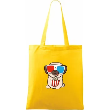 Mops a 3D brýle - Taška bavlněná - 42 x 38 cm ( Žlutá )
