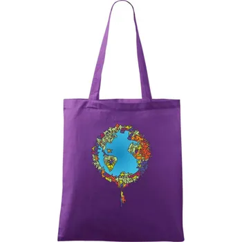 Nákupní taška Země plná lidí - Taška bavlněná - 42 x 38 cm ( Fialová )