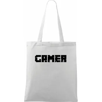 Nákupní taška Gamer nápis - Taška bavlněná - 42 x 38 cm ( Bílá )