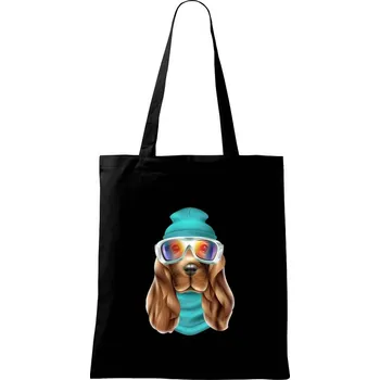 Jezevčík lyžař - Taška bavlněná - 42 x 38 cm ( Černá )