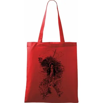 Nákupní taška Kreslený kluk s prutem - Taška bavlněná - 42 x 38 cm ( Červená )