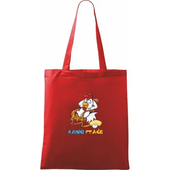 Nákupní taška Ranní ptáče - Taška bavlněná - 42 x 38 cm ( Červená )