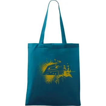 Nákupní taška Kazeta splash - Taška bavlněná - 42 x 38 cm ( Petrolejová )