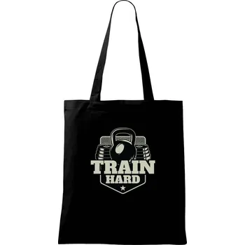 Train hard - Taška bavlněná - 42 x 38 cm ( Černá )