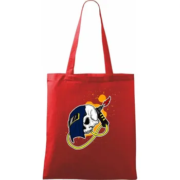 Svářeč - kreslená lebka - Taška bavlněná - 42 x 38 cm ( Červená )