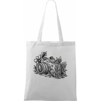 Nákupní taška Foťák kreslený beruška - Taška bavlněná - 42 x 38 cm ( Bílá )