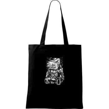 Smutný robot - Taška bavlněná - 42 x 38 cm ( Černá )