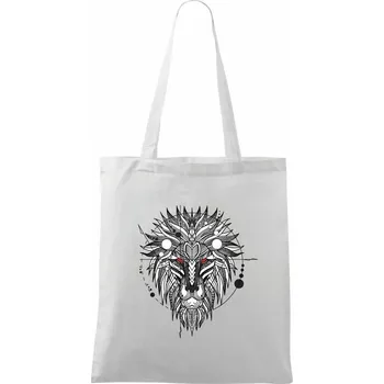 Hlava lva - geometrická - Taška bavlněná - 42 x 38 cm ( Bílá )