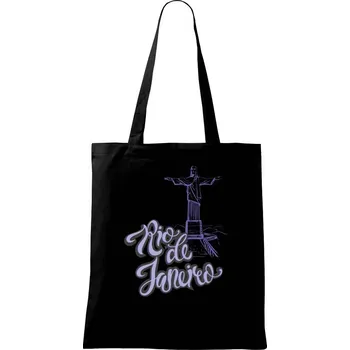 Nákupní taška Brazil Rio Janeiro Lettering - Taška bavlněná - 42 x 38 cm ( Černá )