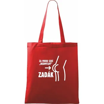 Nákupní taška Za mnou sedí zadák - Taška bavlněná - 42 x 38 cm ( Červená )