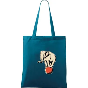 Slon na míči - Taška bavlněná - 42 x 38 cm ( Petrolejová )