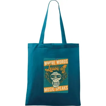 Music speaks - Taška bavlněná - 42 x 38 cm ( Petrolejová )