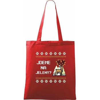 Nákupní taška Jdeme na jeleny - Taška bavlněná - 42 x 38 cm ( Červená )