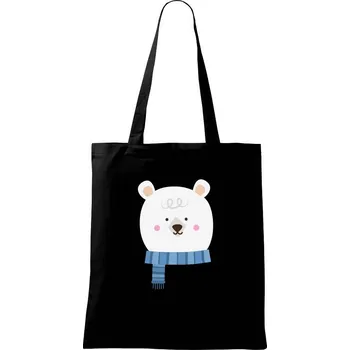 Nákupní taška Medvěd se šálou - Taška bavlněná - 42 x 38 cm ( Černá )