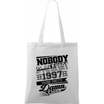 Nákupní taška Nobody is perfect - 1997 - Taška bavlněná - 42 x 38 cm ( Bílá )