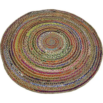 Koberec Koberec z proužků pestrobarevných látek kulatý Ø 120 cm