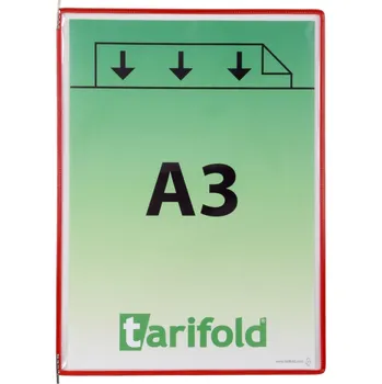 Kancelářský nábytek Rámeček s kapsou a úchyty Tarifold, A3, otevřený shora, červený, 10 ks