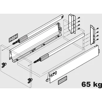 Zásuvkový kontejner Blum K-BLUM Antaro C 450 mm/65 kg, Blumotion/TOB, bílá SW, vrut