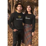 Unisex mikiny pro páry KING/QUEEN Barva: Černá, Dámska velikost: XL, Pánska velikost: 3XL
