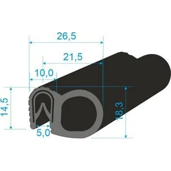 Těsnění do okna a dveří 00546021 U-PIRELI s kovovou výztuží s bočním těsněním, 78°Sh, U-PVC, bříško-EPDM