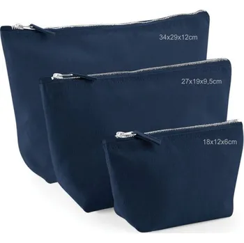 Kosmetická taška Jednoduchá kosmetická taška se zipem, pevná bavlna, tmavě modrá, 27x19x9,5cm