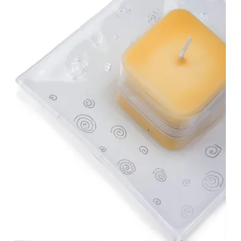 Svícen Skleněný svícen bílý POLAR 02 s vonnou svíčkou – spirálky