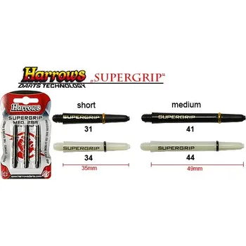 Příslušenství pro šipky Násadky Supergrip Harrows krátké černé 0193