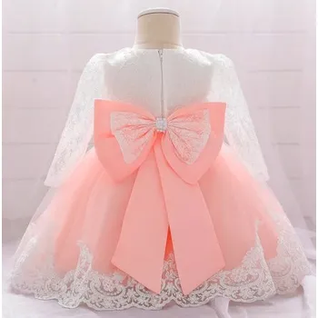 Kojenecké šaty Kojenecké společenské šatičky s mašlí, 3 - 24 M Barva: růžová broskev, Velikost: 24M