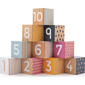 Dřevěná hračka BIGJIGS Didaktické kostky - Čísla