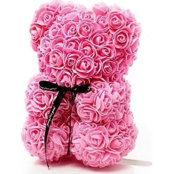 plyšák Medvídek z růží - růžový 22 cm