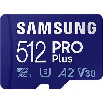 Samsung PRO Plus microSDXC 512 GB UHS-I U3 V30 160 MB/s + SD adaptér Paměťová karta Samsung PRO Plus microSDXC 512 GB UHS-I U3 V30 160 MB/s + SD adaptér
