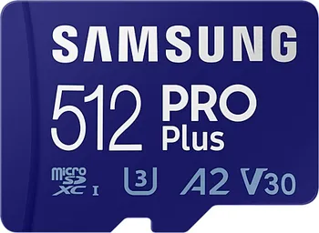 Paměťová karta Samsung PRO Plus microSDXC 512 GB UHS-I U3 V30 160 MB/s + SD adaptér