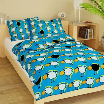 Povlečení Dětské krepové povlečení Beránci modří Uzávěr: Mandlovací knoflík