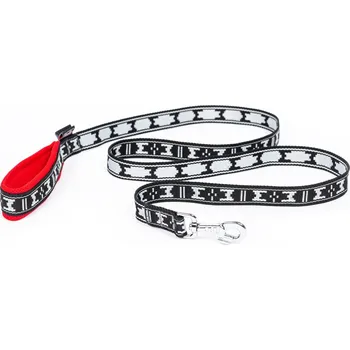 Vodítko pro psa Manmat Vodítko Ploché s barevnou rukojetí 180 cm Barva: Červená