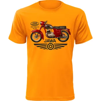 Pánské tričko s motorkou Jawa 125 oranžové
