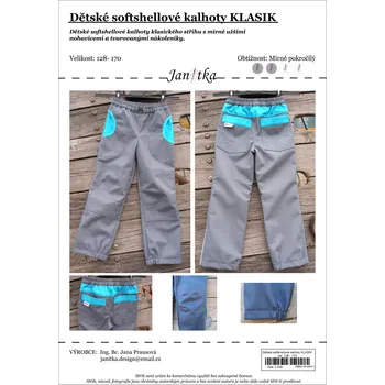 Nit Tištěný střih dětské softshellové kalhoty KLASIK vel. 128 - 170