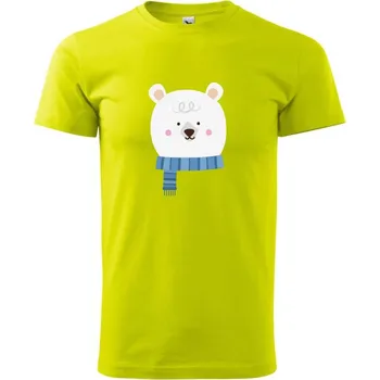 Medvěd se šálou - Klasické pánské triko vyšší gramáže - 4XL ( Limetková )