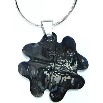 Náhrdelník Stříbrný náhrdelník čtyřlístek Swarovski Elements Silver Night Stříbro 925/1000