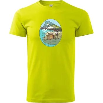 A beatiful place called mountains - Klasické pánské triko vyšší gramáže - M ( Limetková )
