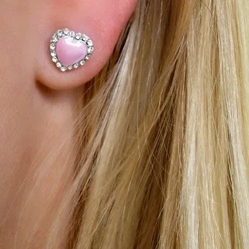 Náušnice Náušnice růžové srdíčko s čirými Crystal Swarovski Rhodium