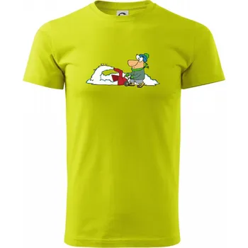 Pánské tričko Frézování sněhu kreslené - Klasické pánské triko vyšší gramáže - XL ( Limetková )