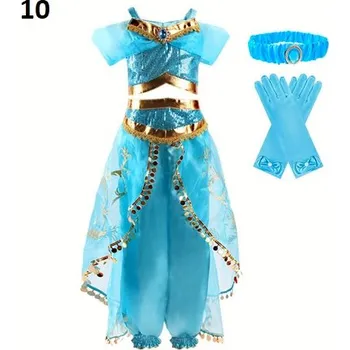 Karnevalový kostým Disney Kostým princezny Jasmíny (Aladinova lampa) Varianta: 10 šaty, rukavice a čelenka, Velikost: 140 (7-8 let)