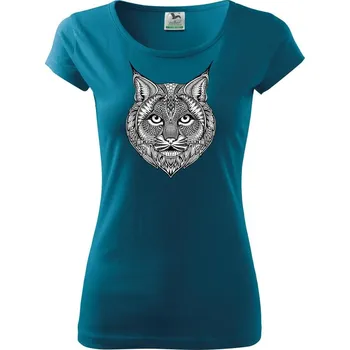 Dámské tričko Rys kreslený - Dámské triko Pure - M ( Petrolejová )