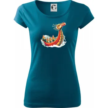 Dámské tričko Dračí lodě při závodě - Dámské triko Pure - M ( Petrolejová )
